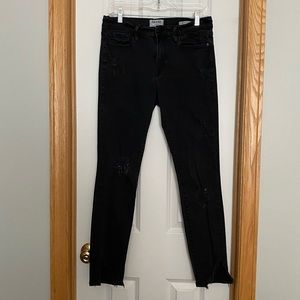 FRAME Le Skinny de Jeanne Black Distressed Raw Hem Jeans Size 31
